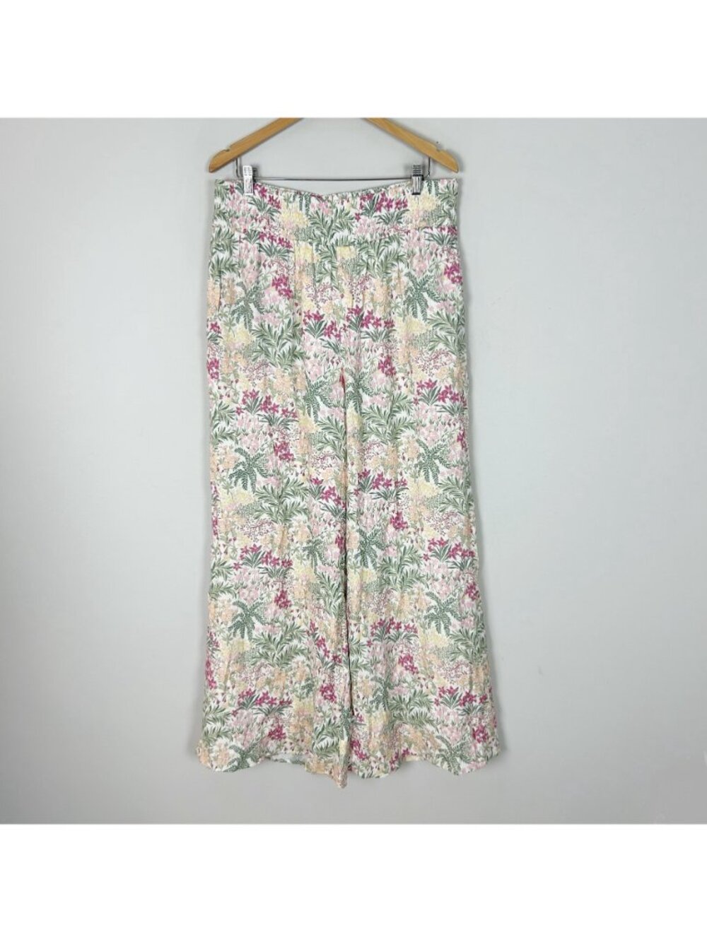 NEW Wonderly Garden Floral Wide Leg Flowy Pants Boho Cottage Size‎ XL Women's